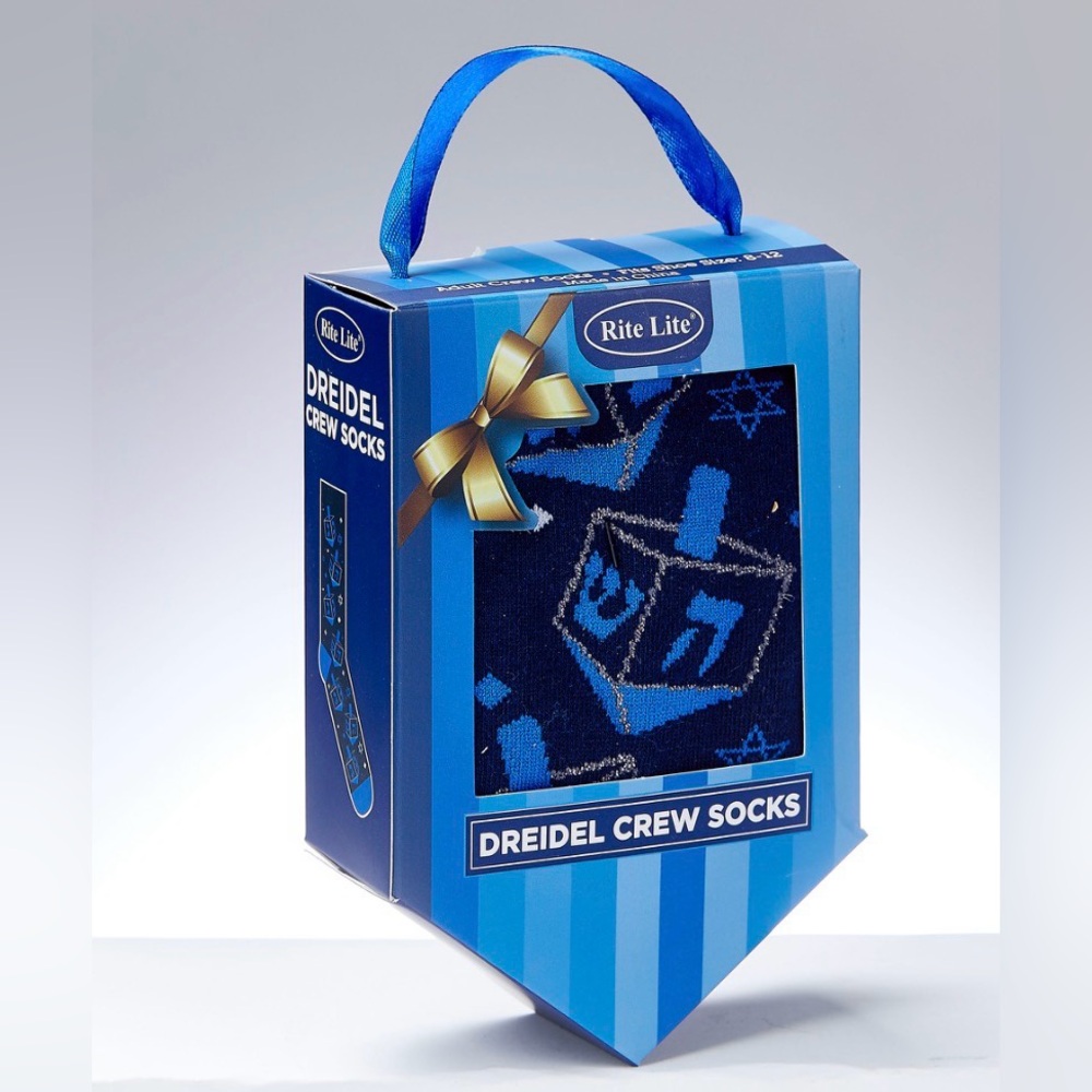 Rite Lite NWT Dreidels and Stars Hanukkah Crew Socks